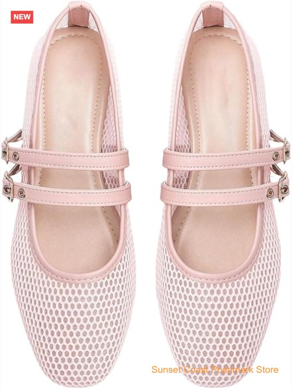 Fishnet Mesh Ballet Flats Comfortable Dressy Closed Toe Ballerina Shoes with